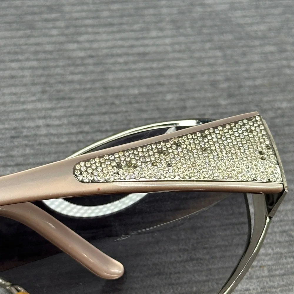 Valentino 5451/S Crystal Embellished Shield Sunglasses Silver Pink Y2k